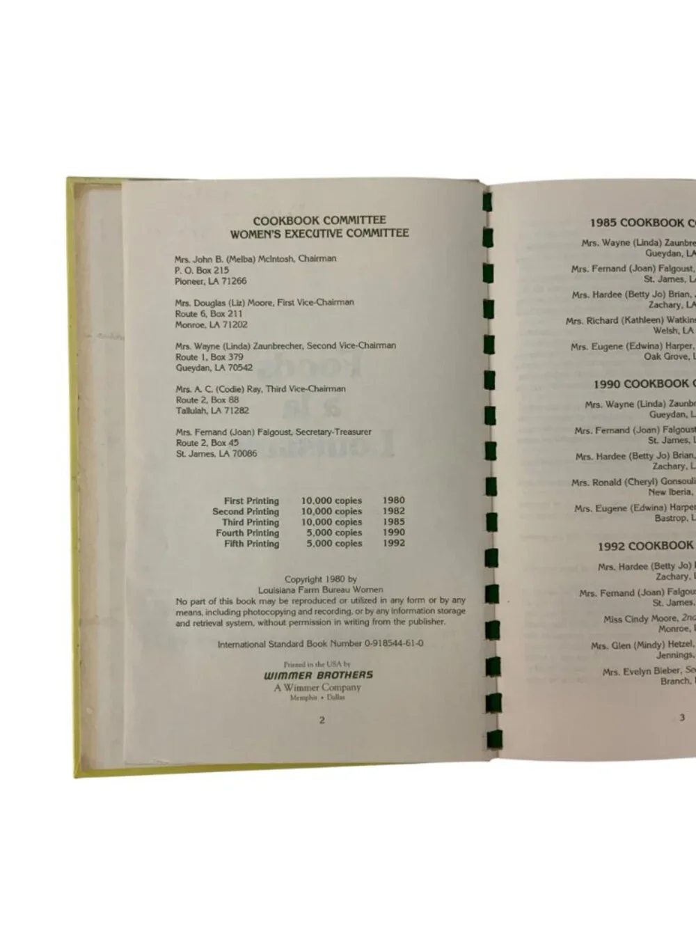Foods À La Louisiane Cookbook Louisiana Farm Bureau Women Spiral Bound 1992